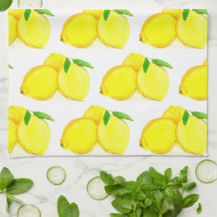 Lemons Yellow Frucht Muster Wasserfarbe Sommer Geschirrtuch