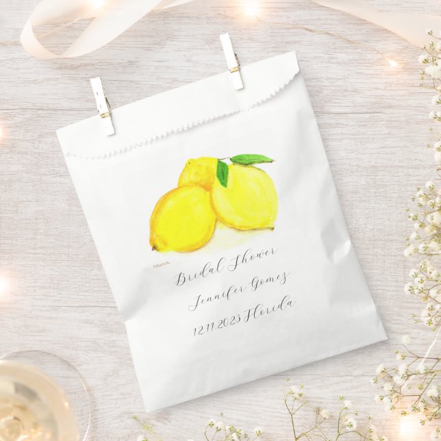 Lemons Yellow Fruit Citrus Watercolor Wedding Geschenktütchen (Ausgeschnitten)