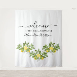 Lemony Greenery Wedding Willkommen Wandteppich