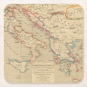 L'Empire Osmane, l'Italie, 1400 1500 Rechteckiger Pappuntersetzer