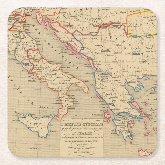 L'Empire Osmane, l'Italie, 1400 1500 Rechteckiger Pappuntersetzer (Vorderseite)