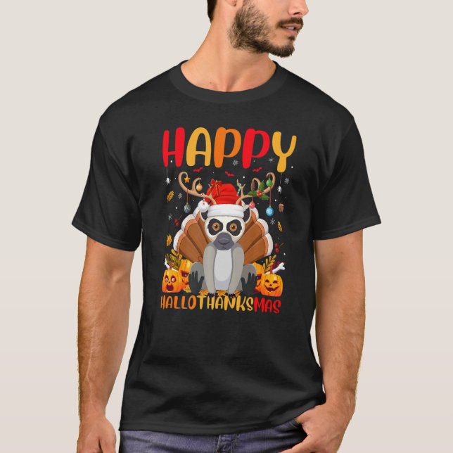 Lemur Animal Happy Lemur Hellothanksmas T-Shirt (Vorderseite)