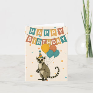 Lemur Birthday Card - Niedliches Party Tier Karte