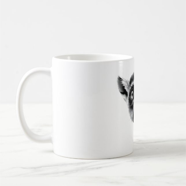Lemur Catta Head Schwarz-weiß T - Shirt Kaffeetasse (Links)