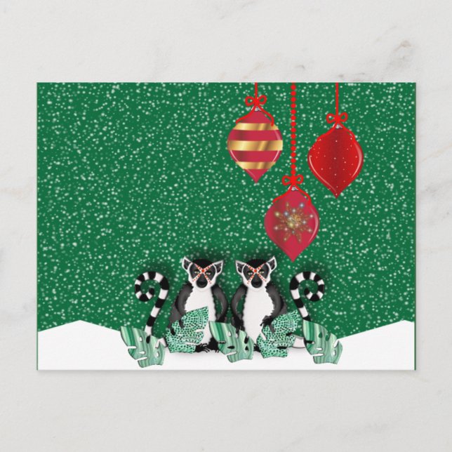 LEMUR CHRISTMAS POSTKARTE (Vorderseite)