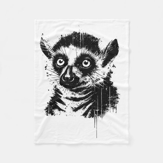 Lemur Ink Art Jungle Madaga Wildlife Rtrait Nge  Fleecedecke (Vorderseite)