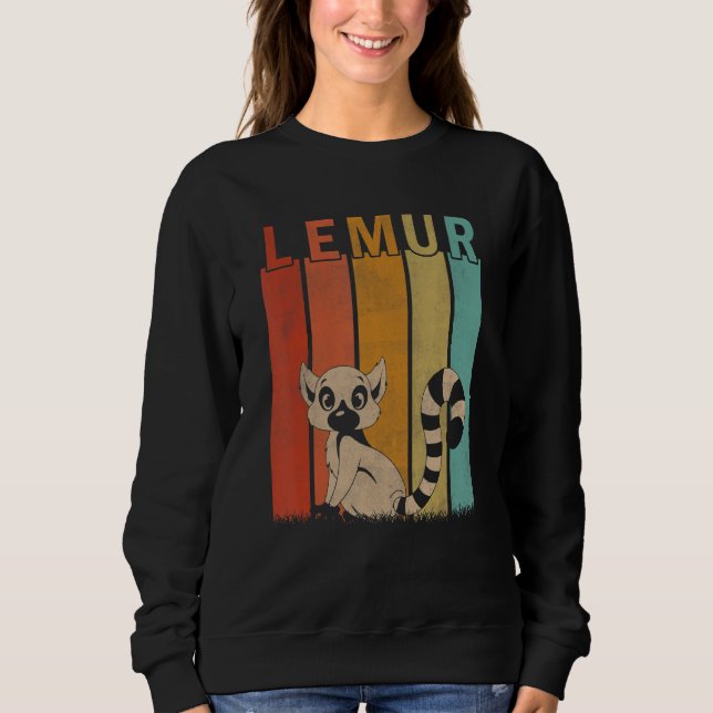 Lemur Männer Frauen Kid Niedlich Lemur Retro Sweatshirt (Vorderseite)