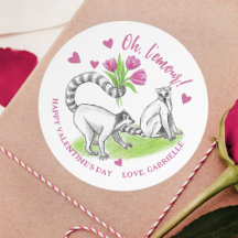 Lemur mit Tulips Romantische Liebe Funny French Pu