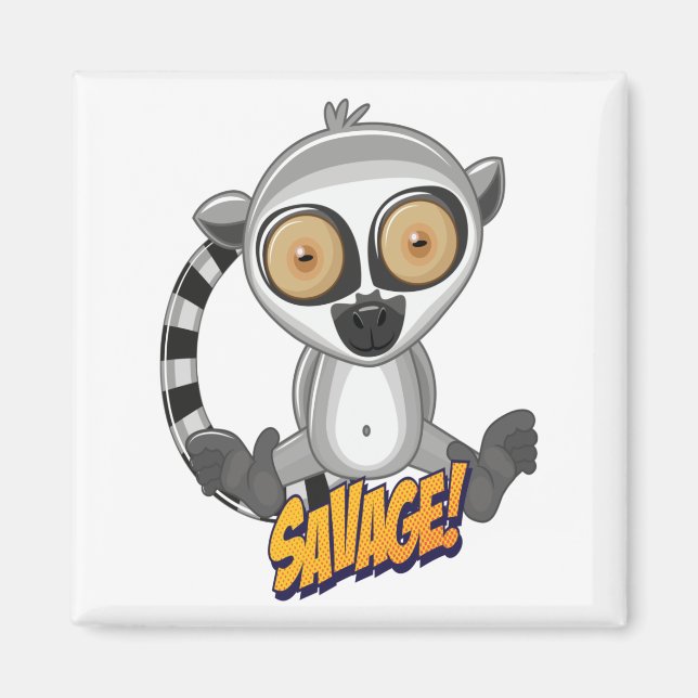 Lemur Niedlich Kawaii Cartoon Magnet (Vorne)