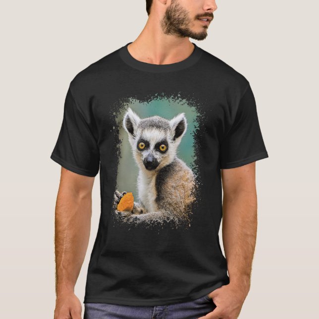 Lemur Photo Zoo Animal Primate Splatter Art Tee (Vorderseite)