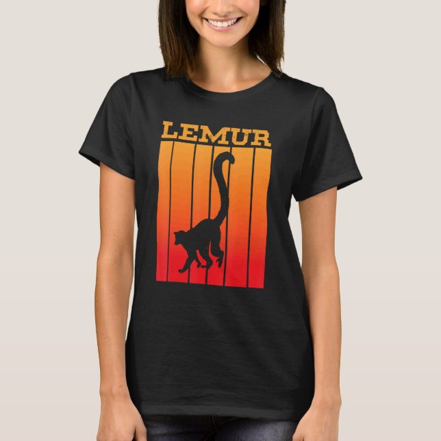 Lemur Shadow Silhouette At Sunset T-Shirt (Vorderseite)