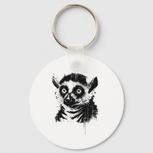 Lemur-Tinte-Kunst-Dschungel-Madaga-Wildlife-Rtrait Schlüsselanhänger