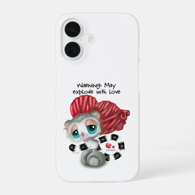 Lemur Whispers of Love – Surprise Heart iPhone 16 Hülle (Rückseite)