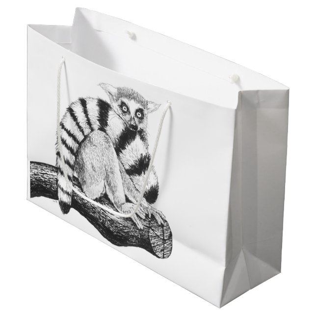 Lemur zeichnend große geschenktüte (Vorderseite Schrägansicht)