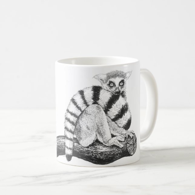 Lemur zeichnend kaffeetasse (VorderseiteRechts)