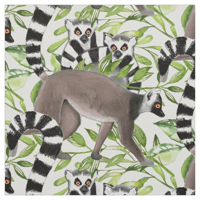 Lemuren auf den Rängen Madagaskars Stoff (Muster)