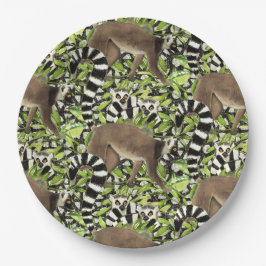 Lemuren auf Madagaskar im Dschungel Pappteller
