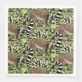 Lemuren auf Madagaskar im Dschungel Serviette