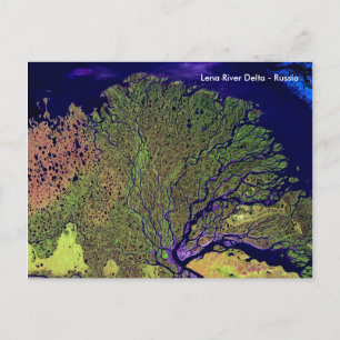 Lena River Delta aus dem Weltraum - Russland Postkarte