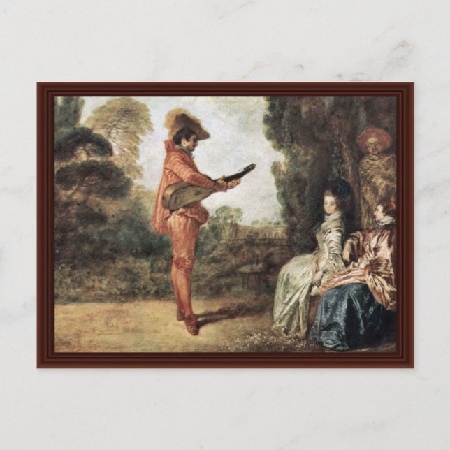 L'Enchanteur by Watteau Antoine Postkarte (Vorderseite)