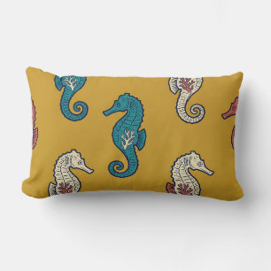 Lendenkissen Golden Seahorse Batik Home-Dekor