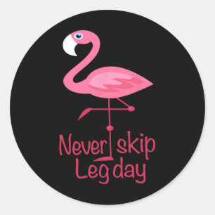Leng Day - Gym Fitness Workout Flamingo Runder Aufkleber