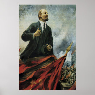 Lenin-Porträt Sowjetisches Propagandaplakat - CCCP Poster