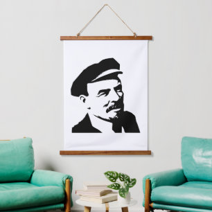 Lenin, UdSSR, CCCP, Sowjetunion, Kommunismus Wandteppich Mit Holzrahmen