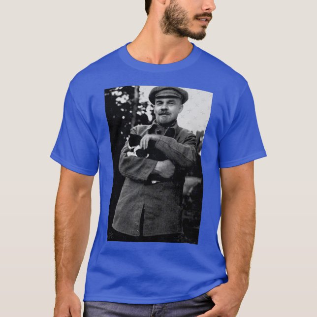 Lenin und sein Katzmädchen lustig T-Shirt (Vorderseite)