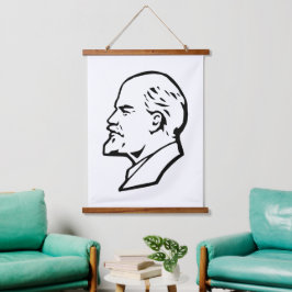 Lenin, USSR, CCCP, Soviet Union, Communism Wandteppich Mit Holzrahmen