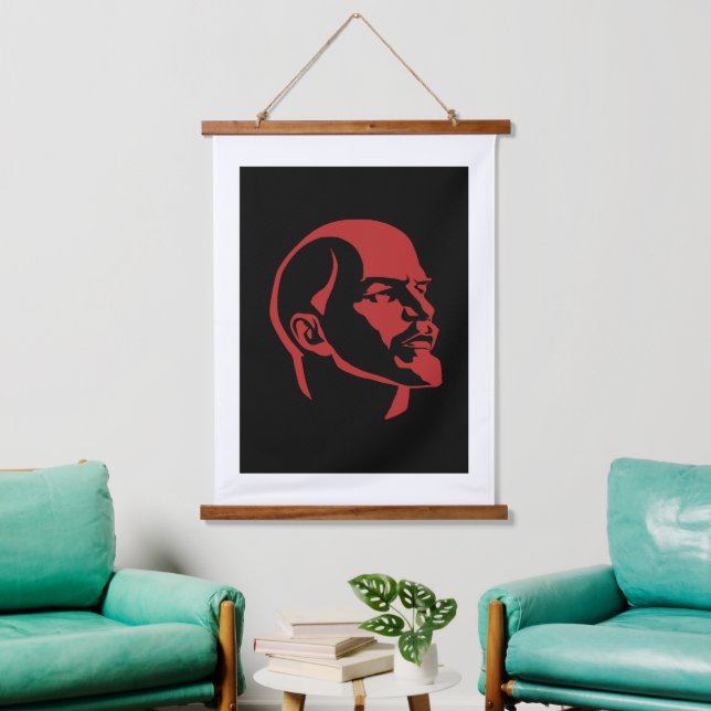 Lenin, USSR, CCCP, Soviet Union, Communism Wandteppich Mit Holzrahmen (Wohnzimmer)