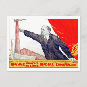 Lenin zeigt auf eine Fabrik, sowjetische Propagand Postkarte