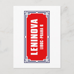 Leninova, Prag, Tschechische Straße, Zeichen Postkarte