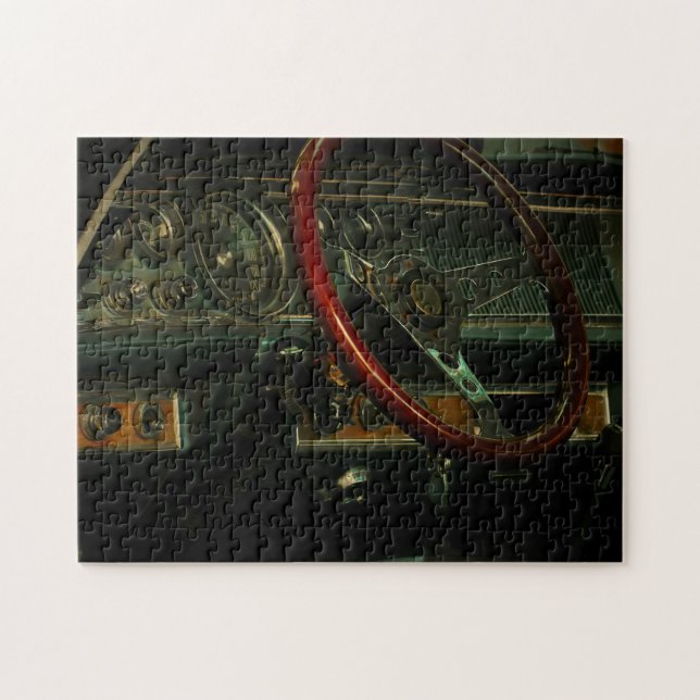 Lenkrad des klassischen Alt-Auto-Armaturenbretts Puzzle (Horizontal)