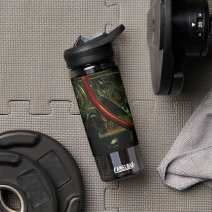 Lenkrad des klassischen Alt-Auto-Armaturenbretts Trinkflasche