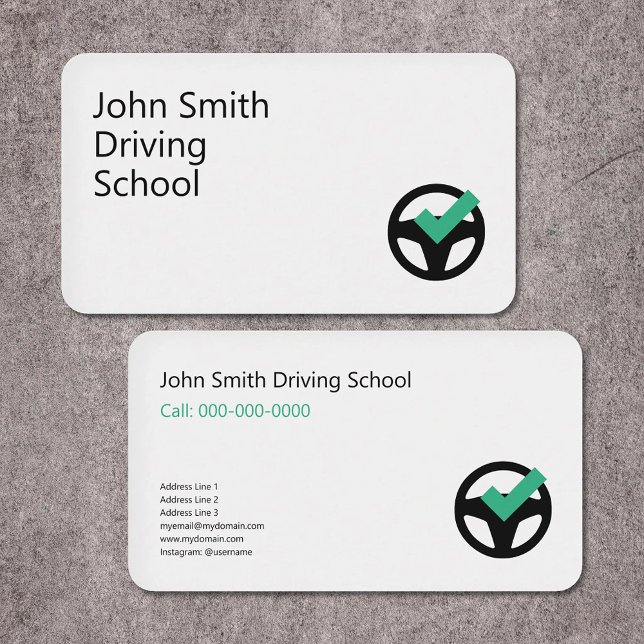 Lenkrad & Häkchen - Fahrschule Visitenkarte (Steering Wheel & checkmark - Driving School Business Card)