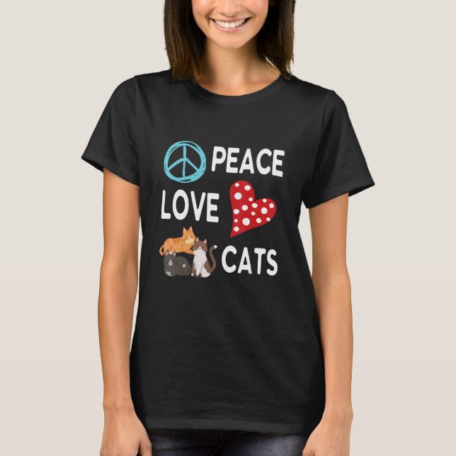 Lenkrad Herzfriedensende Liebe Katzen Happy Day Va T-Shirt (Vorderseite)
