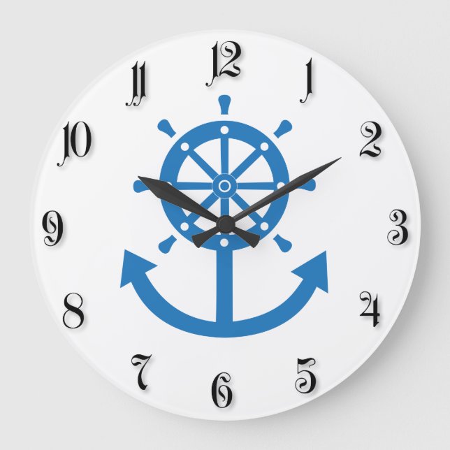 Lenkrad und Anker Große Wanduhr (Vorderseite)