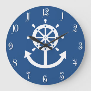 Lenkrad und Anker Große Wanduhr