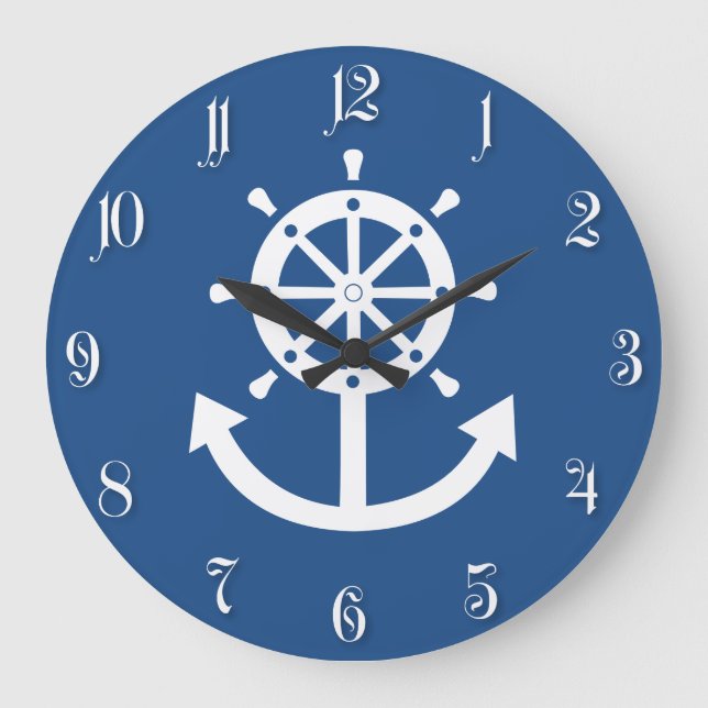 Lenkrad und Anker Große Wanduhr (Vorderseite)