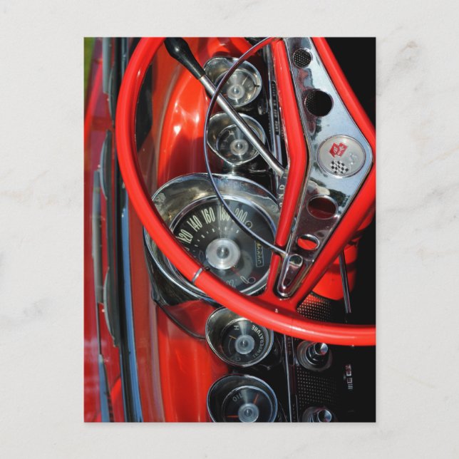 Lenkrad vom Oldtimer Postkarte (Vorderseite)