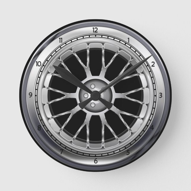 Lenkradhalterung aus Autoreiestahl Runde Wanduhr (Vorderseite)
