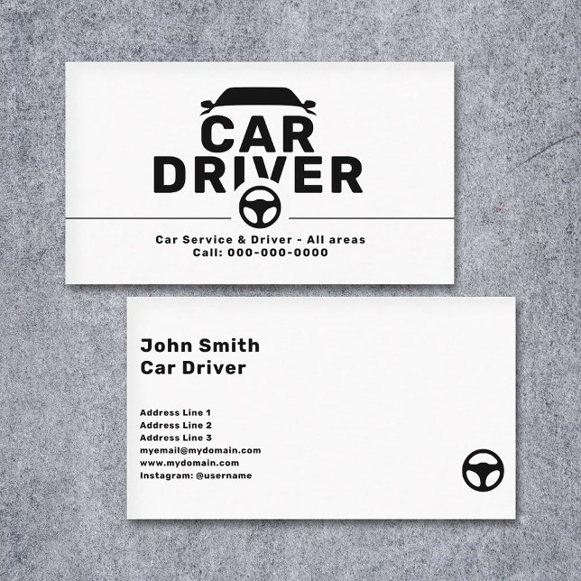 Lenkradsymbol - Autofahrer Visitenkarte (Steering Wheel Icon - Car Driver Business Card)