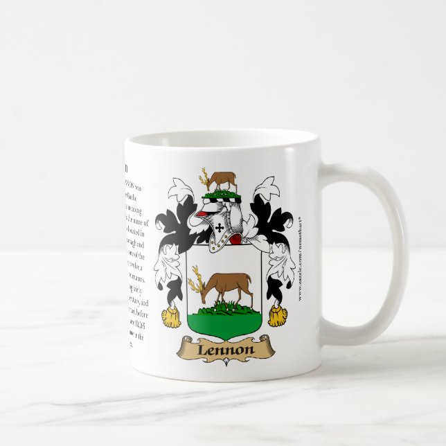 Lennon Familien-Wappen (Wappen) einschließlich das Kaffeetasse (Rechts)