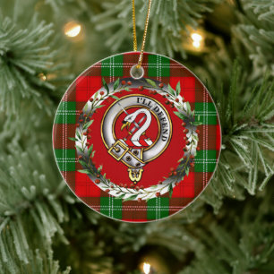 Lennox-Clan-Abzeichen und -Tartan personalisierter Keramik Ornament
