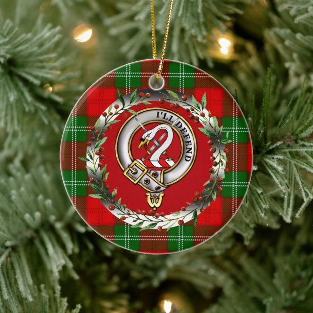 Lennox Clan Badge & Tartan Personalized Christmas Keramik Ornament (Baum)