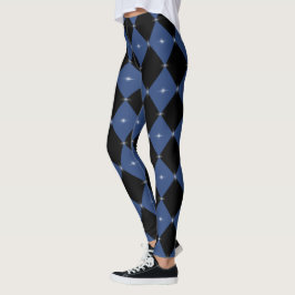 Lens Flares Harlequin Muster Blau/Schwarz Leggings