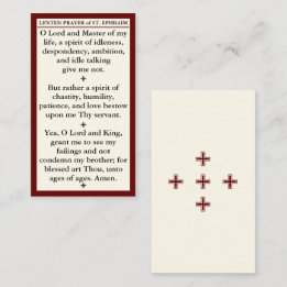 Lenten Prayer of St. Ephraim the Syrian mini card Visitenkarte