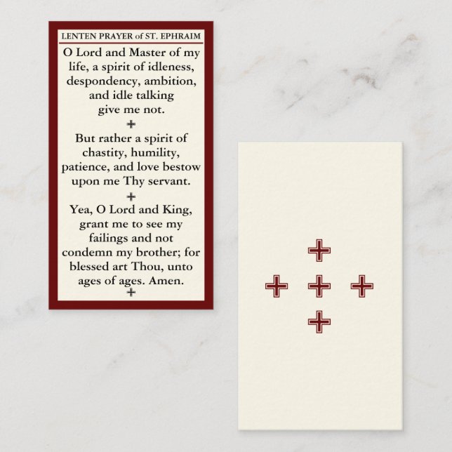 Lenten Prayer of St. Ephraim the Syrian mini card Visitenkarte (Vorne/Hinten)