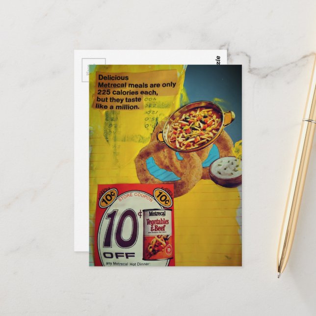 Lentil Rings and Soup 225 mixed media collage  Postkarte (Vorderseite/Rückseite Beispiel)